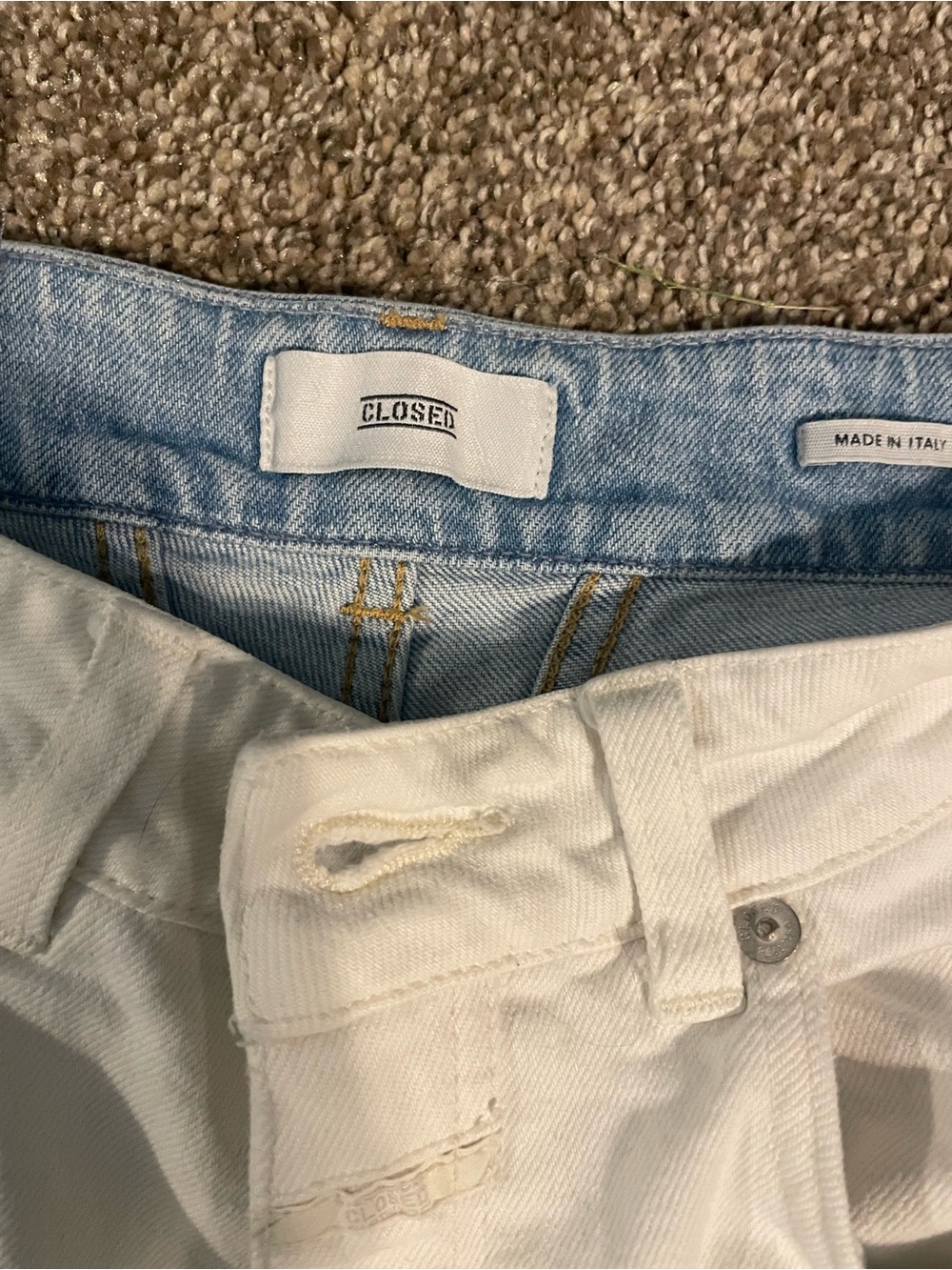Closed White and Light Blue Two-Tone Denim Jeans - Picture 3 of 5